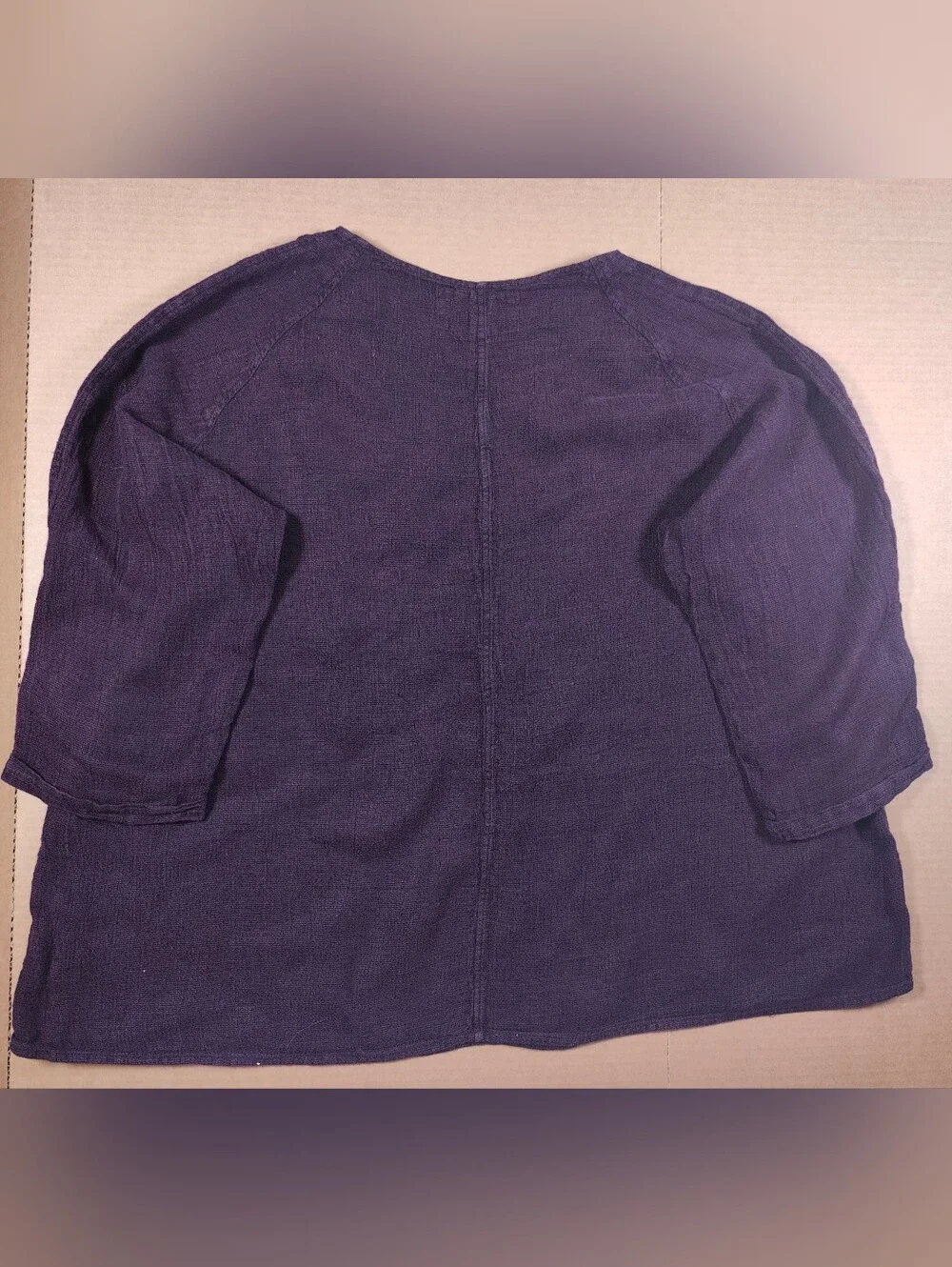 GRIZAS Women's 100% Washed Linen Deep Plum Purple Blouse Size 4XL Lagenlook